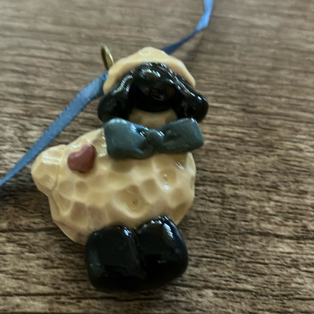 Vintage Charming Cream and Black Sheep Necklace